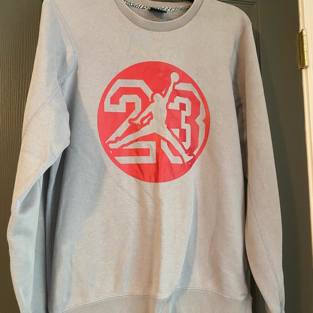 Michael Jordan #23 Gray Nike Men's Sweater with Red Logo